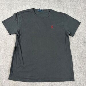 Polo Ralph Lauren T Shirt Mens Medium Black Red Pony Logo Short Sleeve Old Money